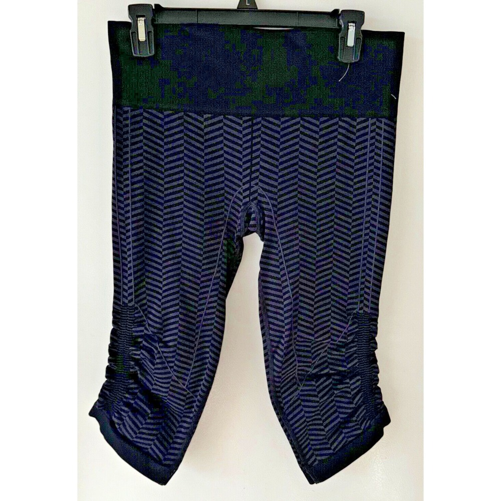 Lululemon ruched yoga capris striped workout leggings pilates princess gym fit